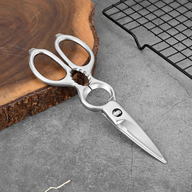 Stainless Steel Scissor  Kitchen Shear with Bottle Opener Walnut Cracker