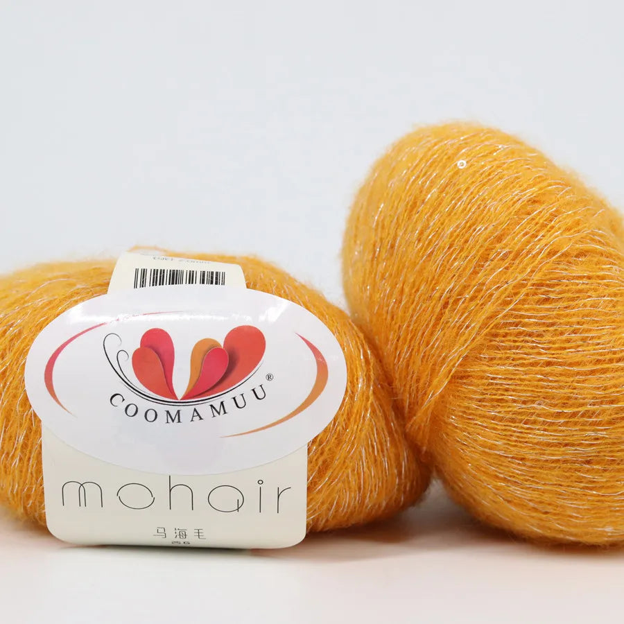 25G Sequins Mohair Yarn Soft Gold Silver Thread Sparkly Thin Wool Yarn for Hand Knitting Silk Thread Fashion Spandex Yarns