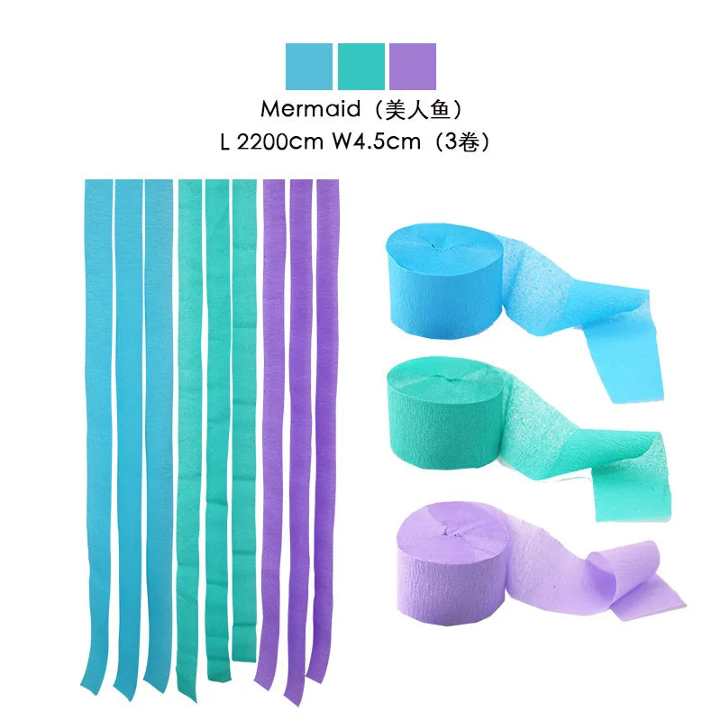 Color Crepe Paper Roll Set DIY Birthday Party Background Decoration Pull Flower For Children's Living Room Decor Paper Ribbon