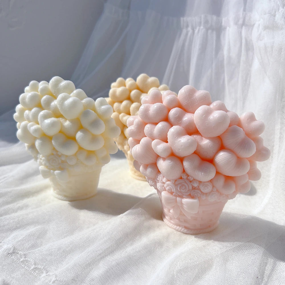 Basket Heart Balloon Candle Mold Valentine's Day Gift Idea Love Shape Silicone Mold Home Decor Wedding Gift