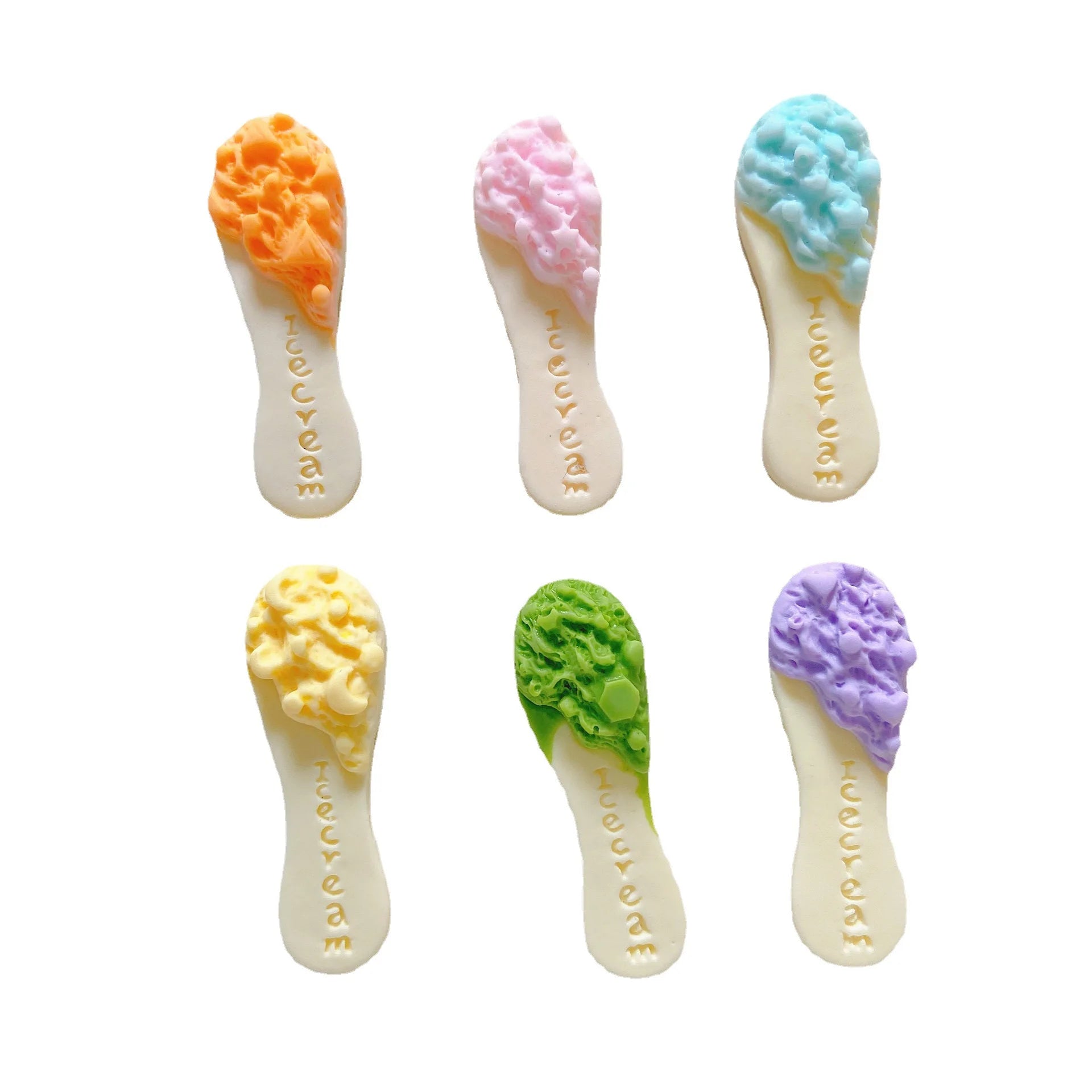 100pcs Macaron Simulation Ice Cream Spoon Flat Back Resin Cabochon Mini Food Scrapbook Craft DIY Miniature Dollhouse Accessories