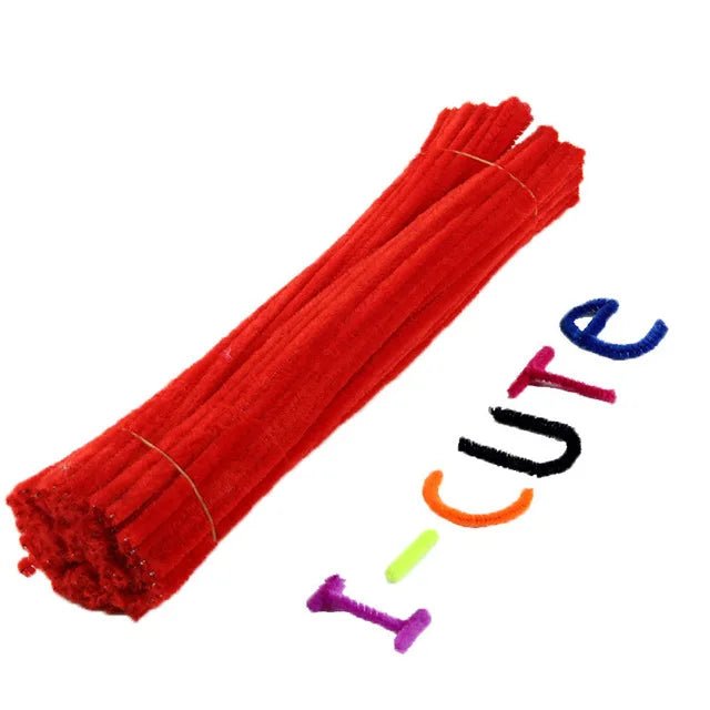 50pcs Chenille Stems Pipe Cleaners Kids Plush Stick Children's Educational Toys Handmade Art Materials Toys DIY Craft Supplies
