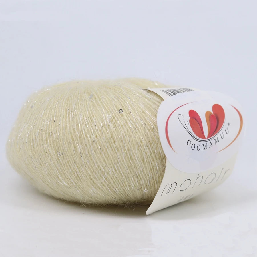 25G Sequins Mohair Yarn Soft Gold Silver Thread Sparkly Thin Wool Yarn for Hand Knitting Silk Thread Fashion Spandex Yarns