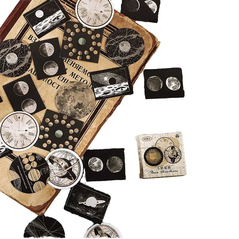46pcs Per Pack Old Time Series Mini Boxed Stickers Retro Scrapbook Diary Sticker Set Notebook DIY Phone CaseLabel