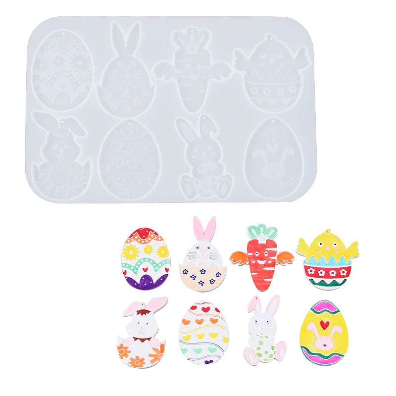 Easter Egg Rabbit Full-page Hanging Silicone Mold Pendant Decoration, DIY Handicraft Enthusiast's Handicraft