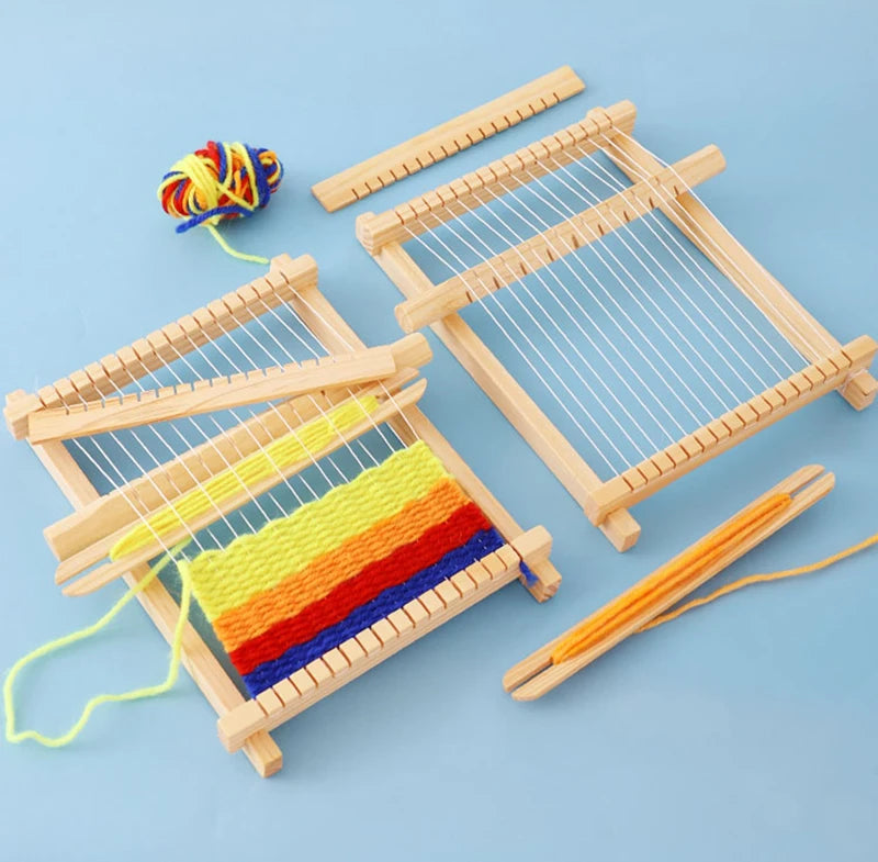 Children Wooden Diy Weave Loom Toys Set Pretend Play Hand Knitting Toys For Girls Household Knitting Machine Fine Motor Training