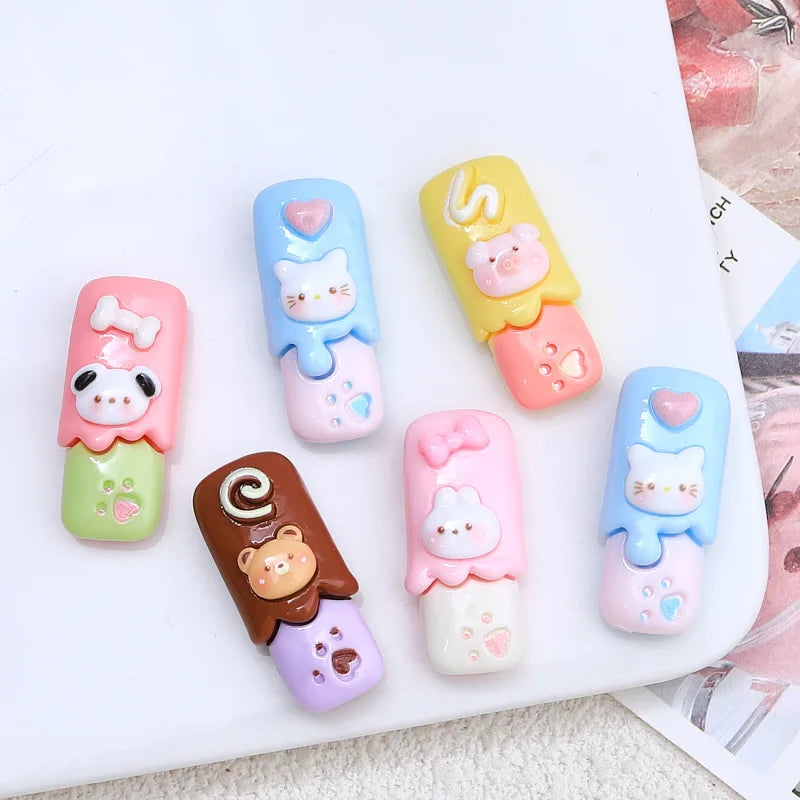 100Pcs Simulation Cartoon Chocolate Bar Resin Cabochon Scrapbook for Phone Decoration DIY Jewelry Making Dollhouse Accessories