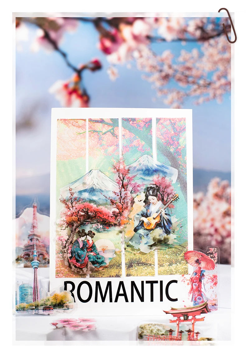 50pcs，Travel Scenery Themed Stickers Pack, Scrapbook Stickers，Perfect for Notebook Phone Case Diary Deco，Stationery  Supplies