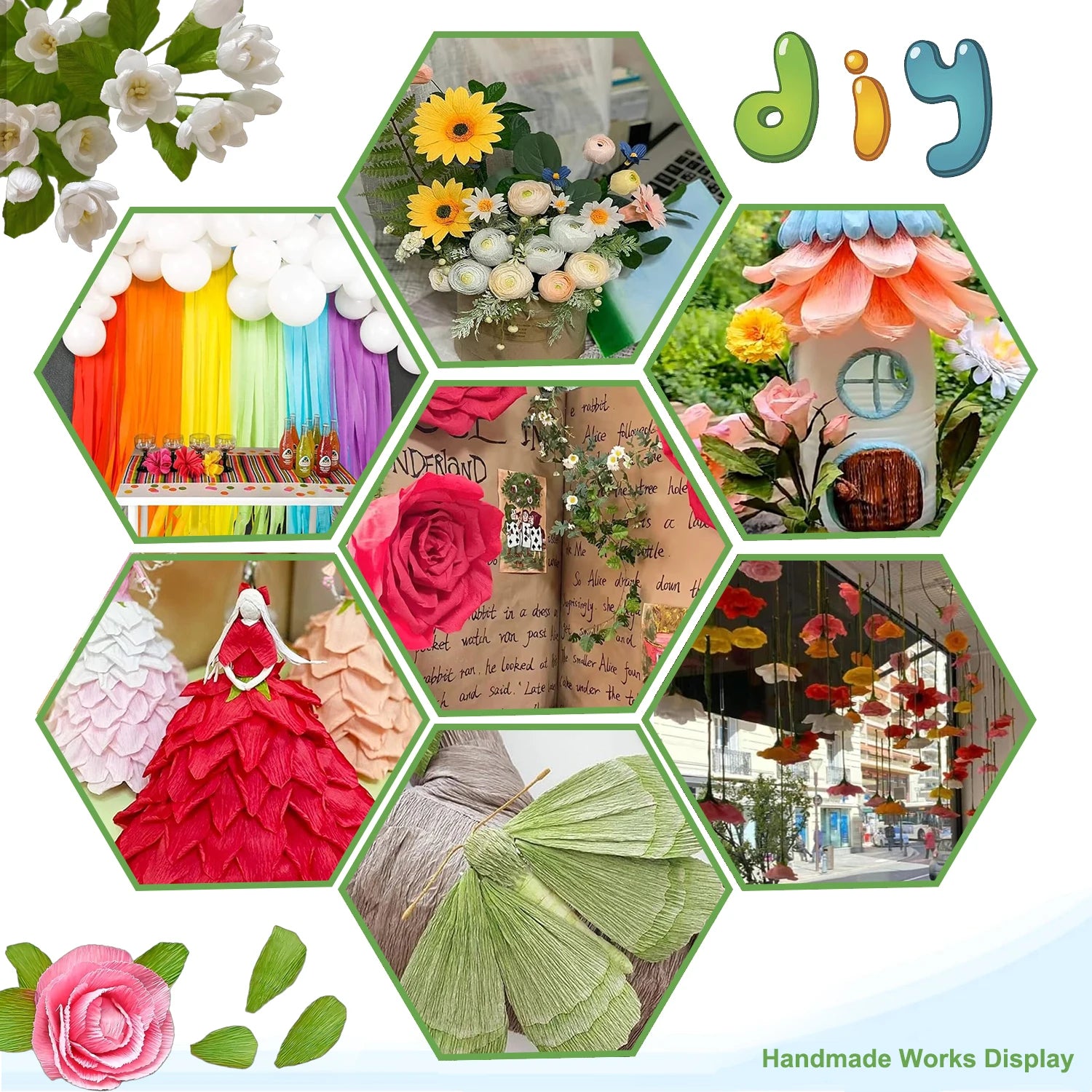 50x250cm 12 Colors Colored Crepe Paper Roll Origami Crinkled Crepe Paper Craft DIY Flowers Decoration Gift Wrapping Paper Craft