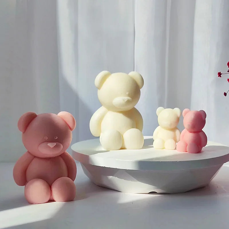 S，M，L Size Bear Silicone Candle Mold 3D Smiling Fat Bear Craft Plaster Resin Mold Handmade Soap Candle Making Supplies Home Gift