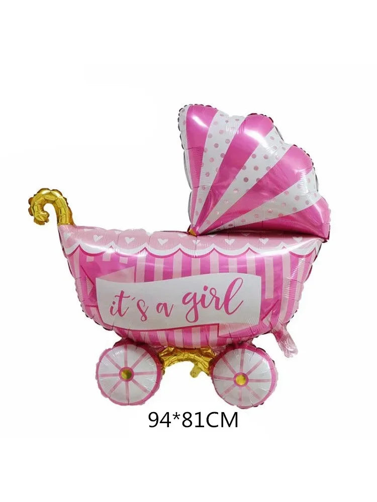 New baby stroller shaped balloon, children's cradle baby decoration birthday party wholesale balloon