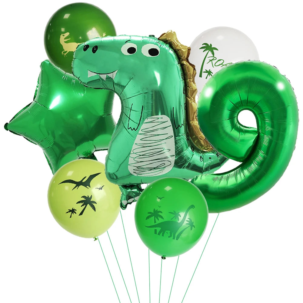 Dinosaur Party Number Balloons First Birthday Party Decoration Animal Jungle Safari Birthday Party Decora Boy Kids Baby Shower