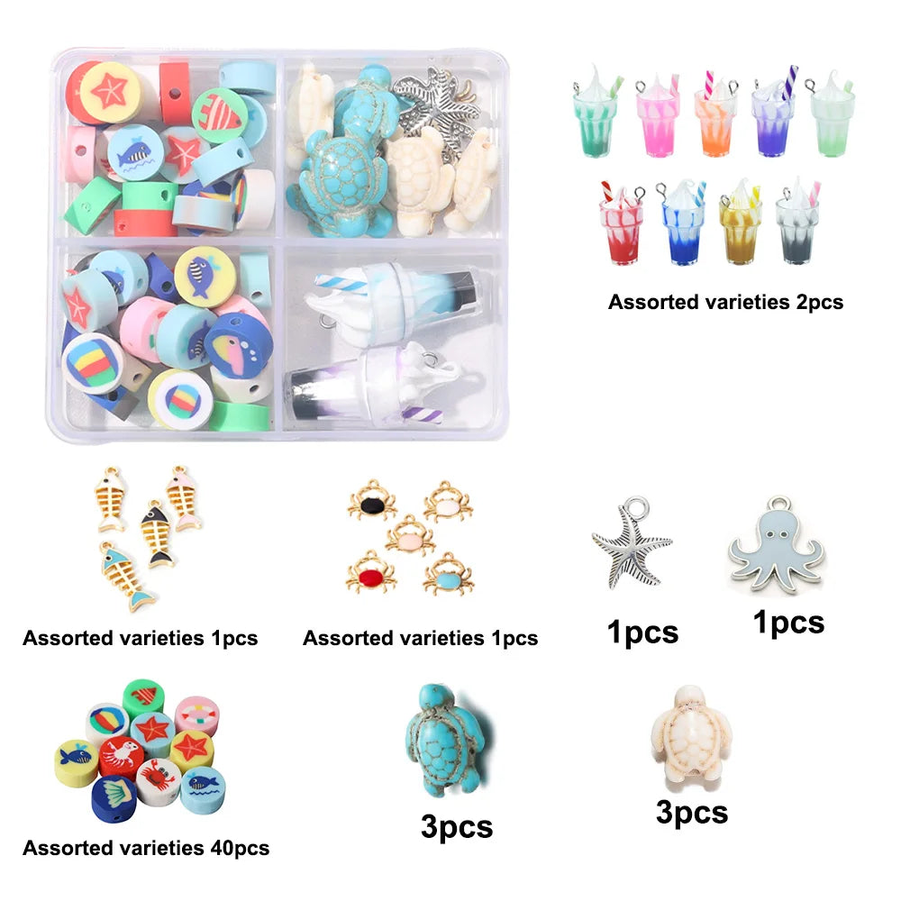 1 Set of Turquoise Beads and Other Decorative Bead Jewelry Making Kit Can Be Used for DIY Jewelry Crafts Production