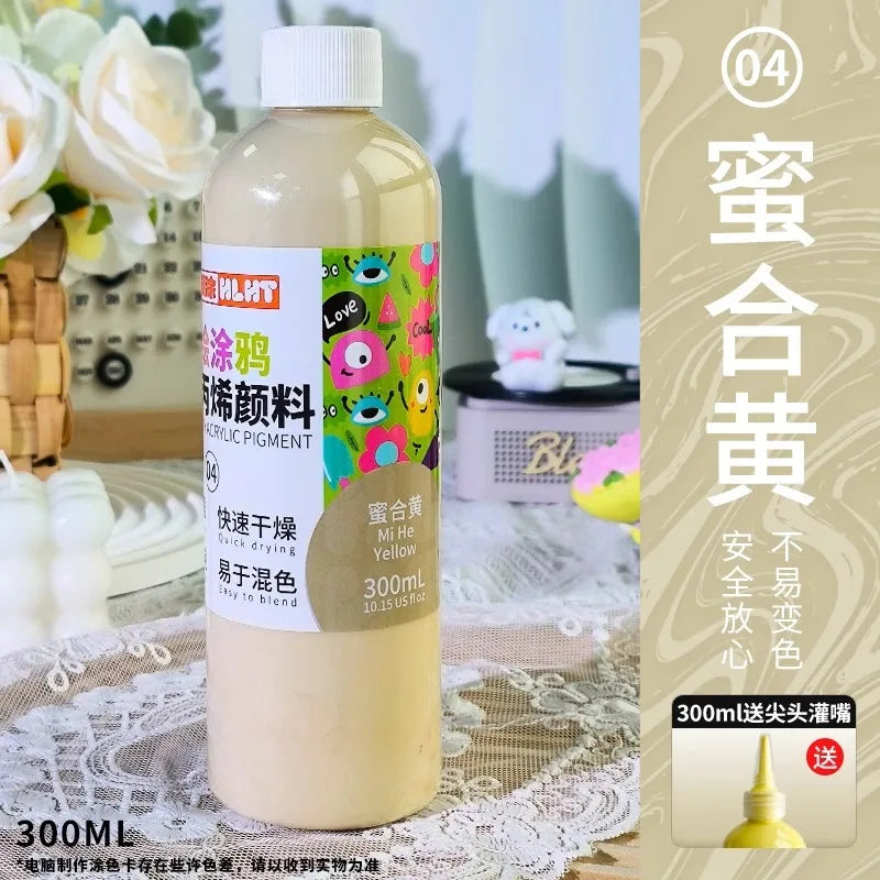 300ml/500ml Acrylic Pigment Macaron Color Long-lasting Color Not Easy To Fade for Stone Canvas Glass Wood Painting Graffiti