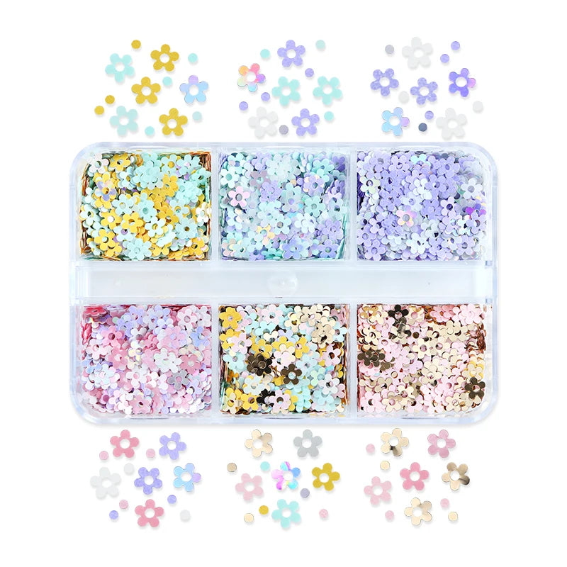 Plum Flower Glitter Epoxy Resin Filling Hollow Out Flowers Resin Sequins For Card Making Macaroon Flakes Scrapbooking DIY Crafts