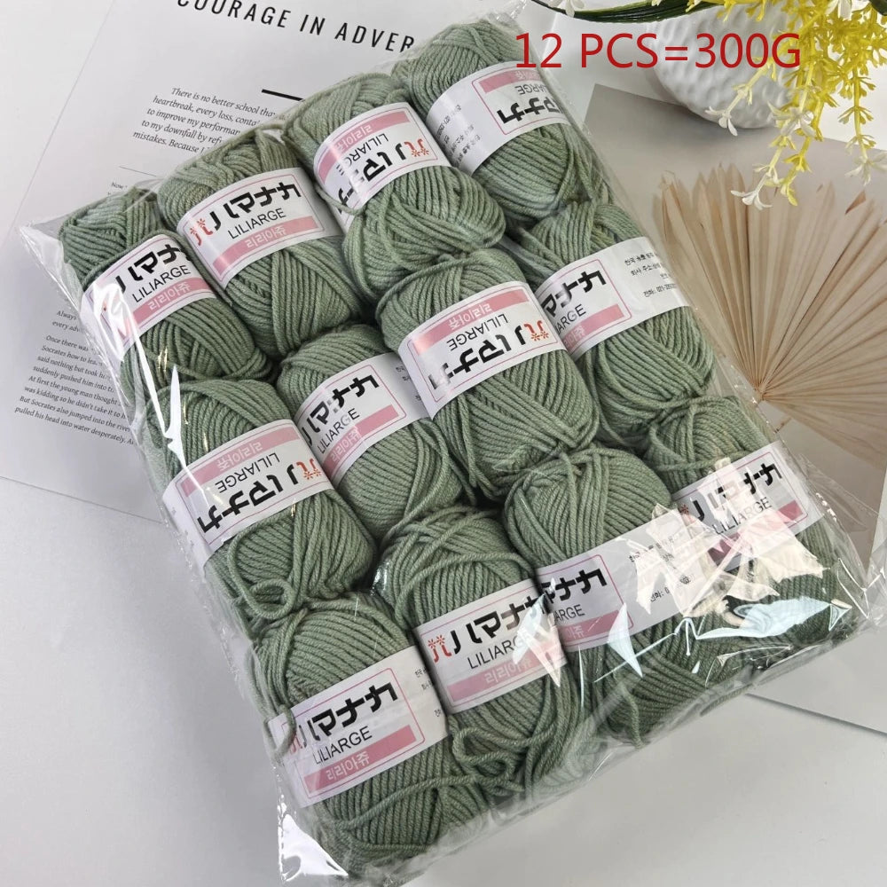 12PCS 300g Milk Yarn Handmade Coarse DIY Weaving Yarn Ball For Sweater Hat Scarve And Other Clothing Soft Crochet Knitting Yarn