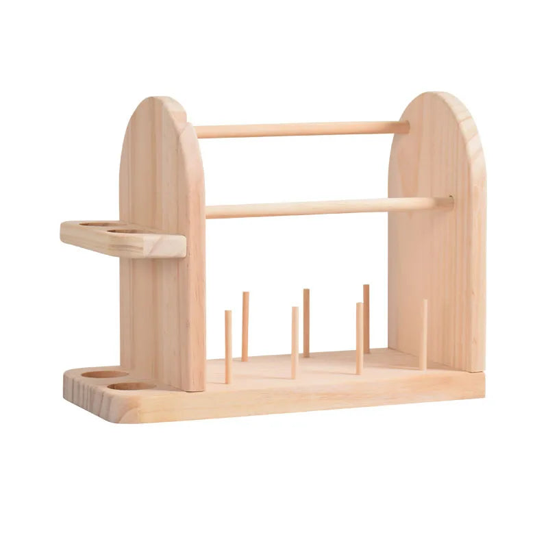 Portable Wooden Yarn Holder, Double Revolving Thread Dispenser Storage Rack for Crocheting and Knitting Supplies