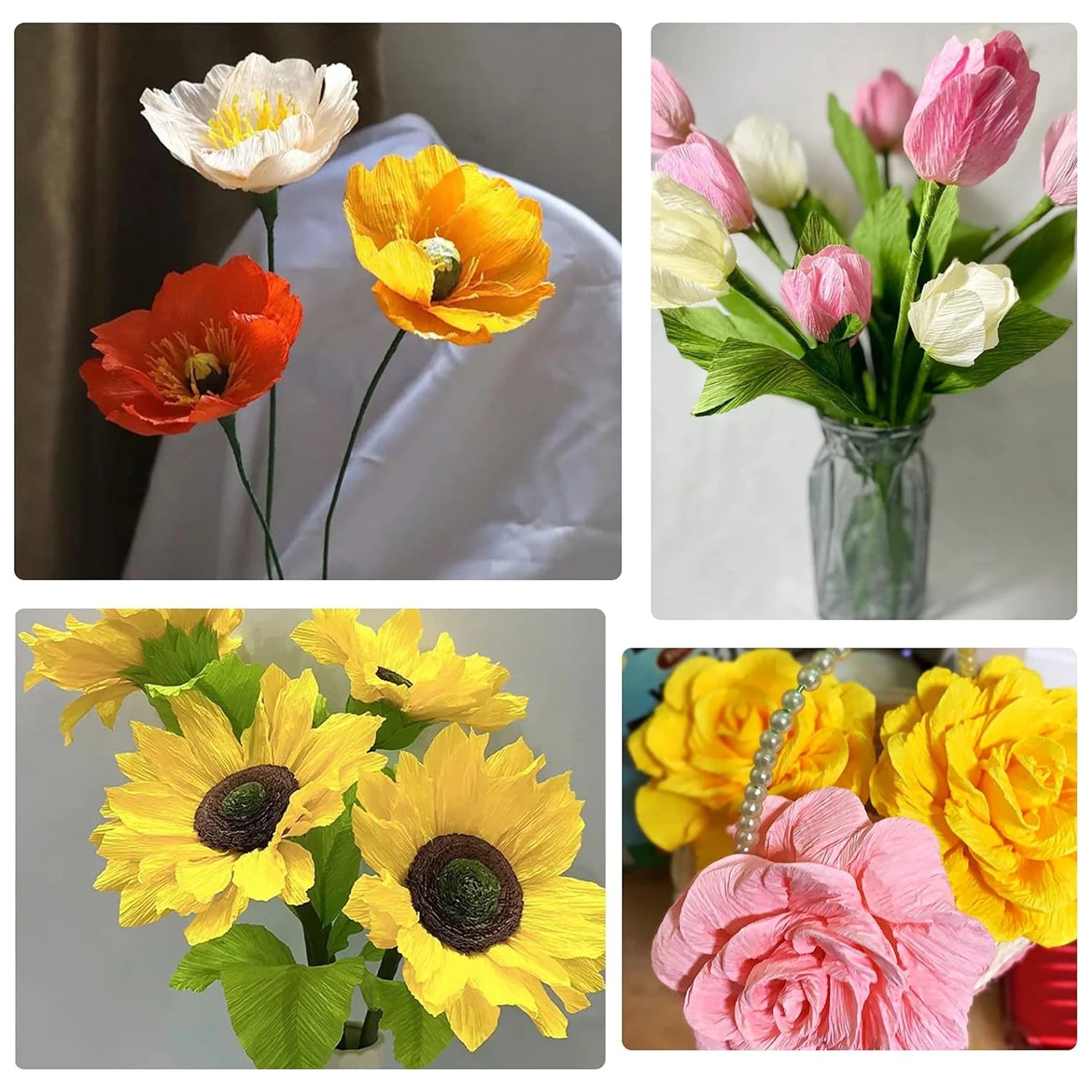 10 Rolls Crepe Paper Roll 50 x 200cm Wide Crepe Paper Streamer DIY Flower Paper for Birthday Party Wedding Festival Ornament