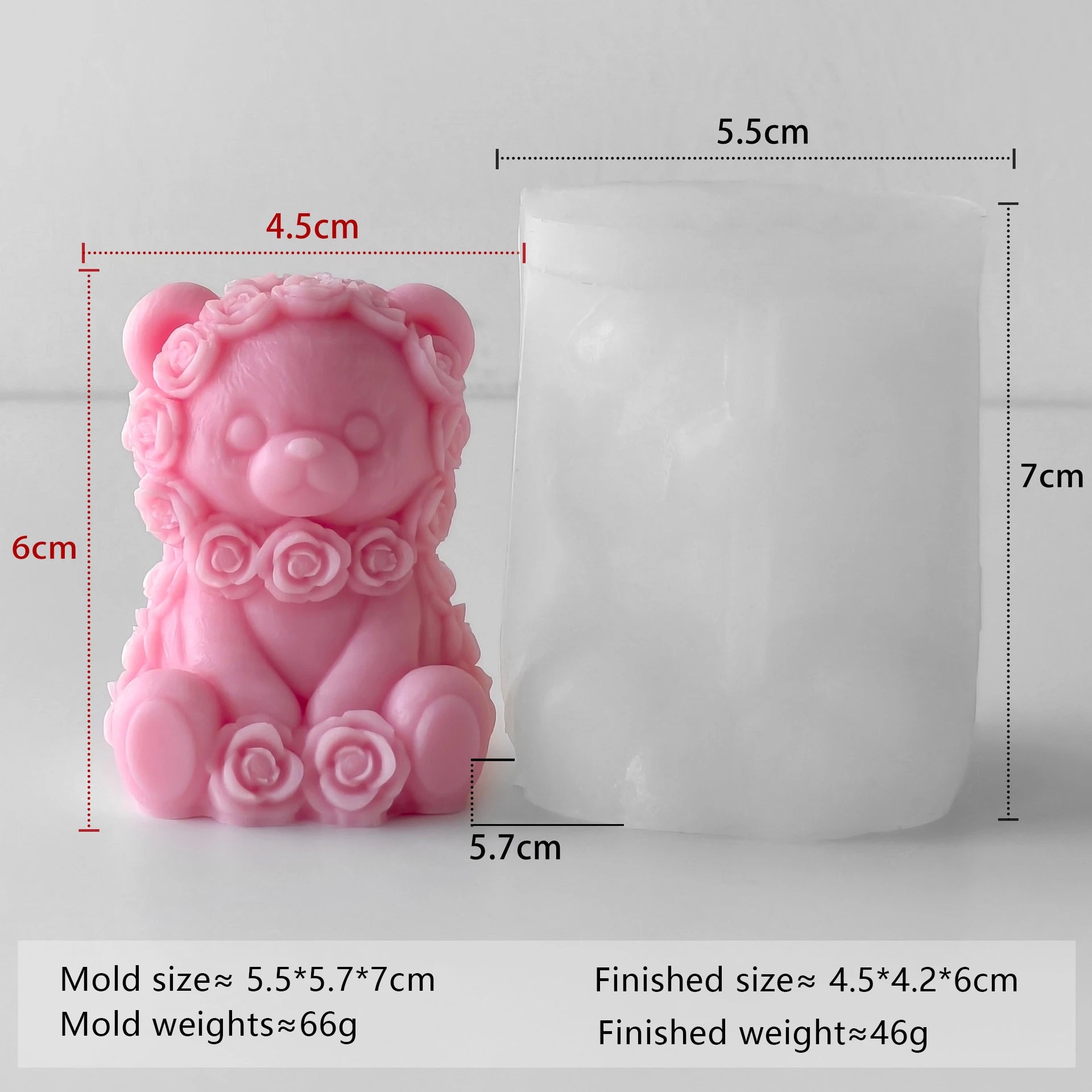 Rose Bear Silicone Mold Valentine Candle Wax Mold DIY Aromatherapy Plaster Diffuser Stone Craft Gift