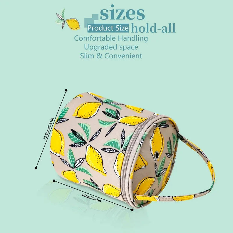 Compact Storage Pouch Set, Lemon Yellow Knit Wool Bag, Portable Travel Organizer, Storage Hooks and Sewing Tools