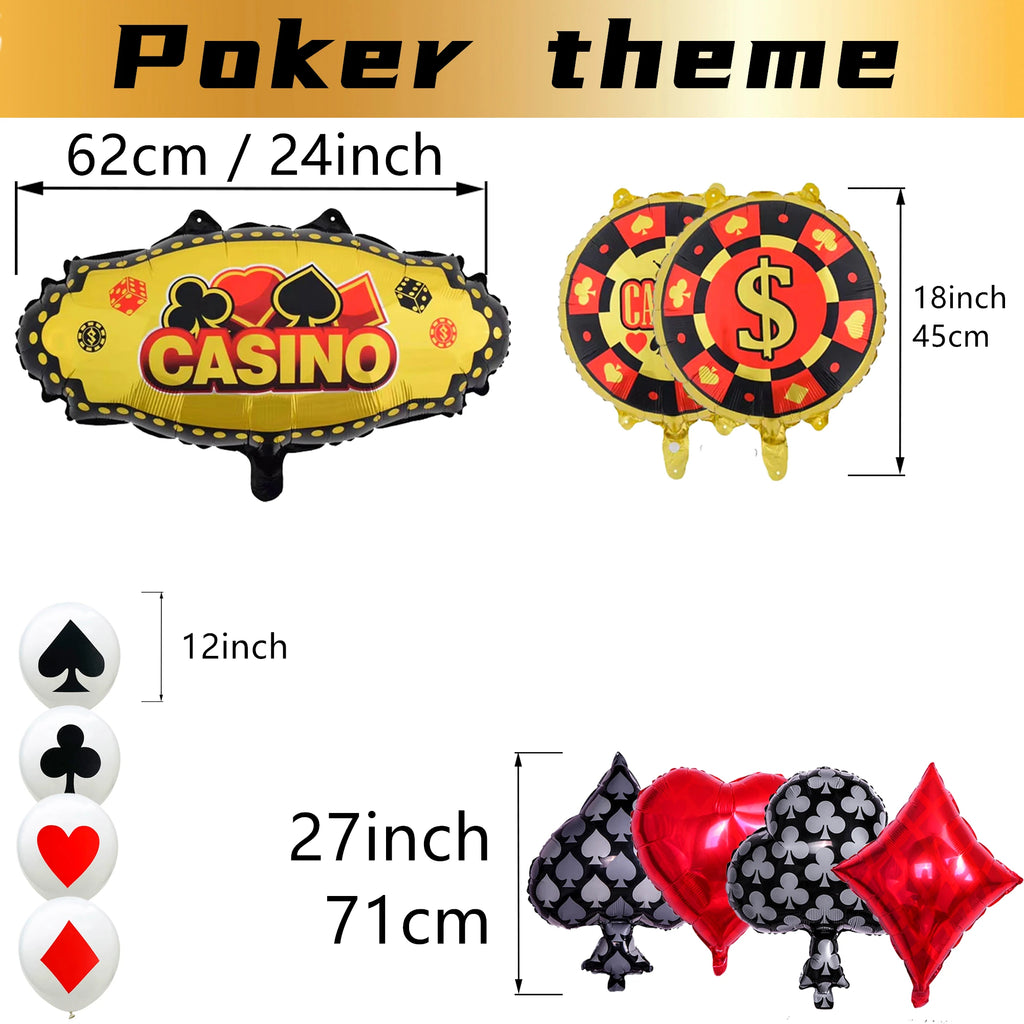 15PS Poker Casino Latex balloon aluminum foil balloons Wedding Christmas Party Baby Shower Birthday Decoration