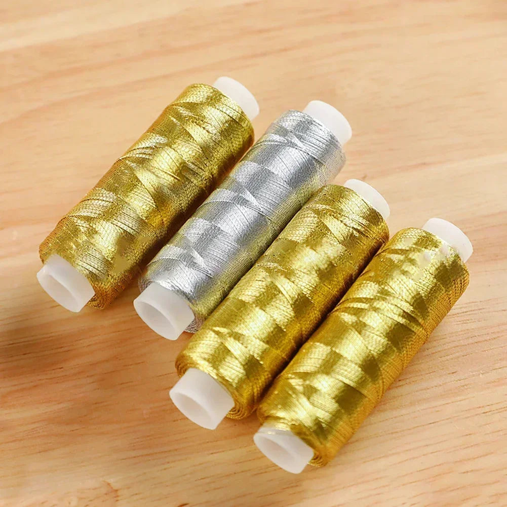 200 Meters /roll Cross Stitch Thread Sewing Tools DIY Gold Silver Line String Bobbin Handmade Crafts Accessories