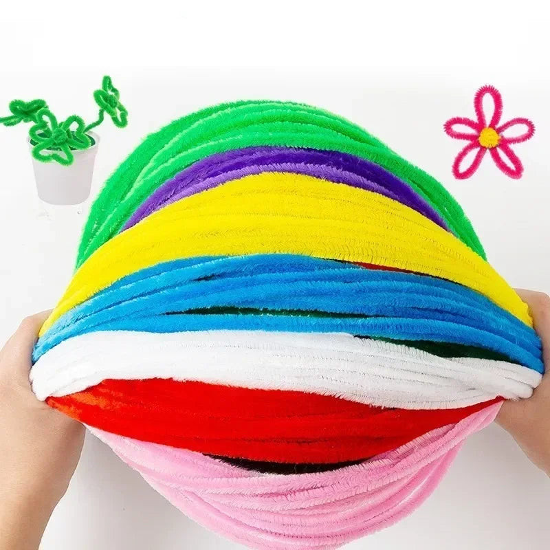 Wholesale Colorful Chenille Stems Pipe Cleaners Plush Tinsel Stem Wired Sticks Twist Stick Hair Strip DIY Craft Educational Toys