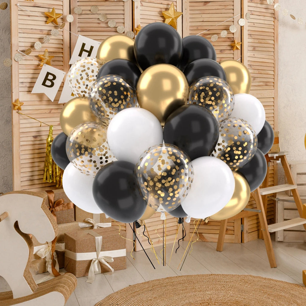 31/36/37/51/101Pcs Metallic Balloons Pearl Latex Balloon Gold Confetti Balloons for Birthday Weddings Baby Shower Party Decor