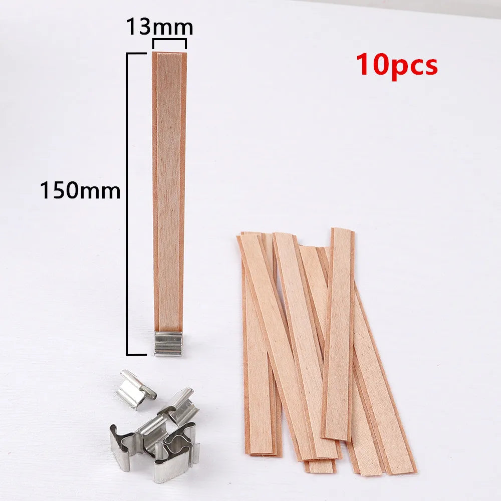 10Pcs Double Layer Wooden Candle Wicks With Base Candle Wick Set Core For Homemade Candle Making Supplies Soy Parffin Wax Wick