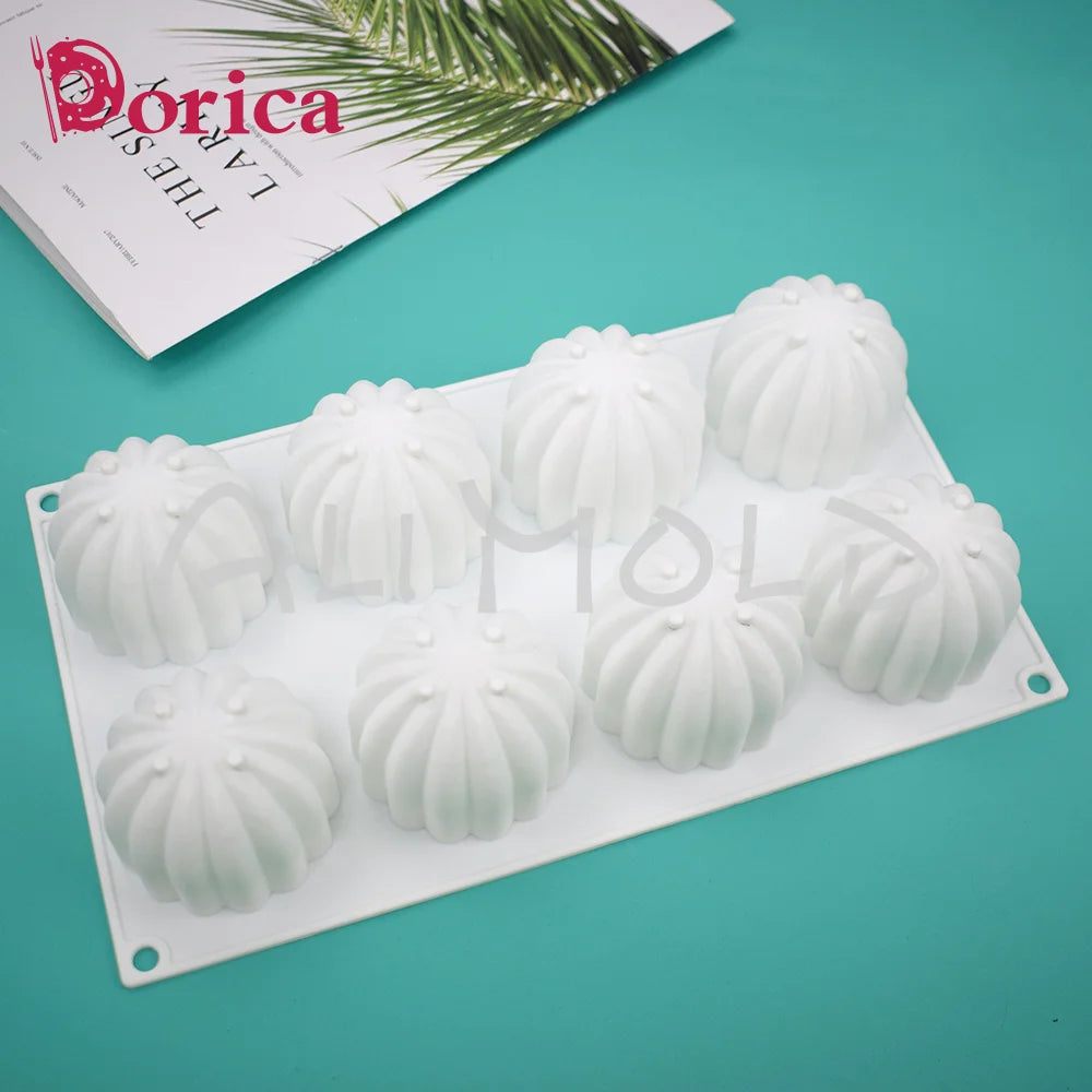 Dorica 8 Holes Succulent Cactus Chocolate Silicone Mousse Cake Mold Fondant Soap Mould Cake Decorating Tools Kitchen Bakeware
