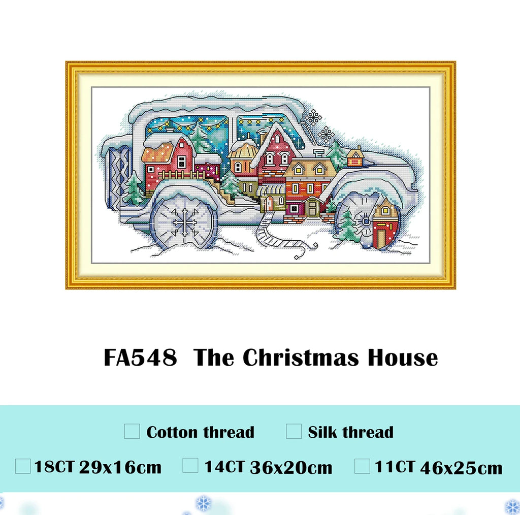 Colorful countryside cross stitch kit  14ct 11ct count printed canvas stitching embroidery DIY handmade needlework