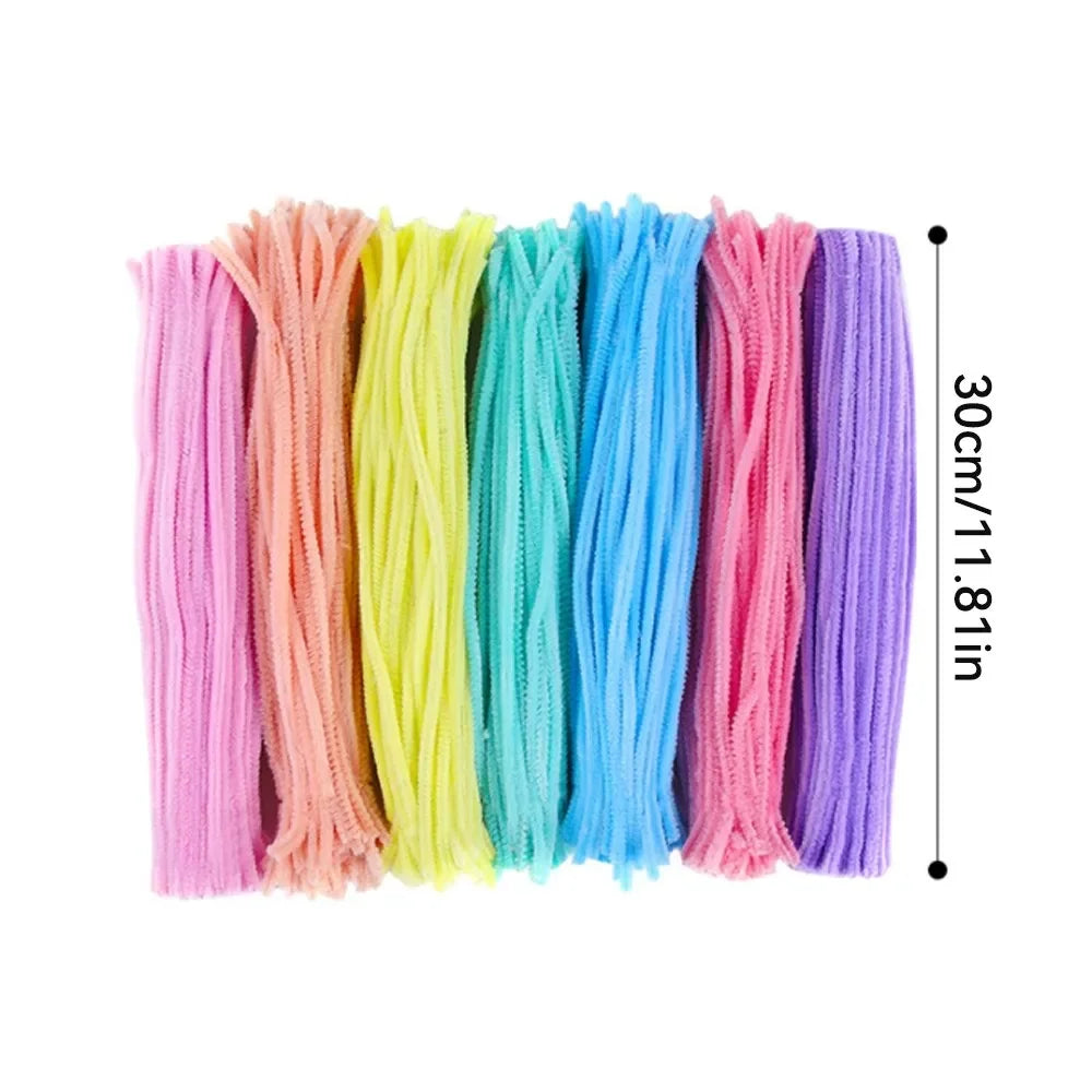 100PCS Chenille Stems Toys DIY Strips Twist Bar Anvil Wire Craft Pipe Creative Hobby Children Plush Stick Chenille Sticks