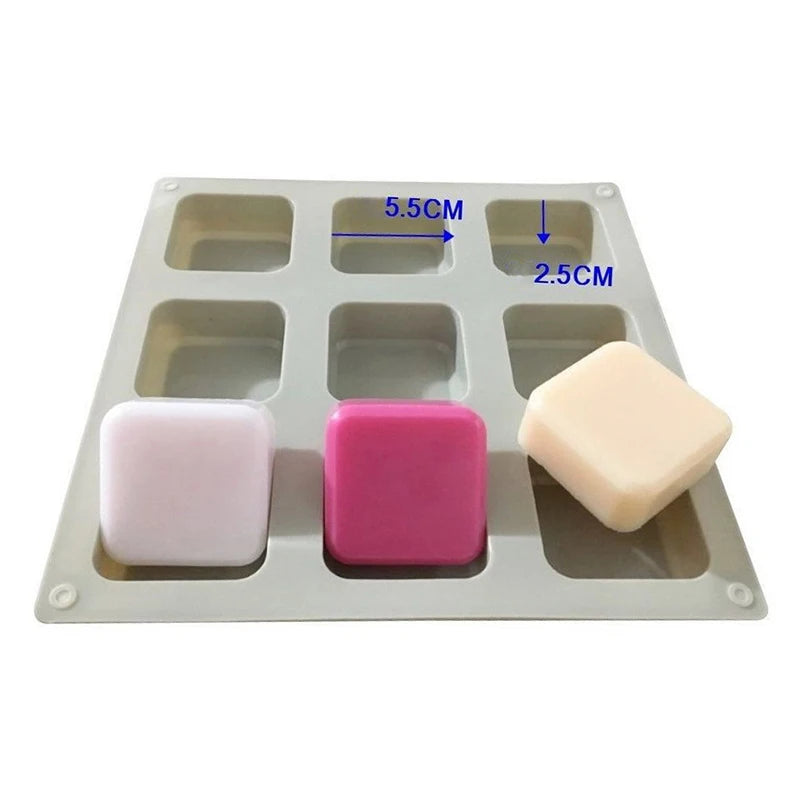 9 Cavity Soap Molds Silicone Mold For Making Handmade Soap Lotion Bar Square Rectangle Reusable Silicone Soap Making Molds