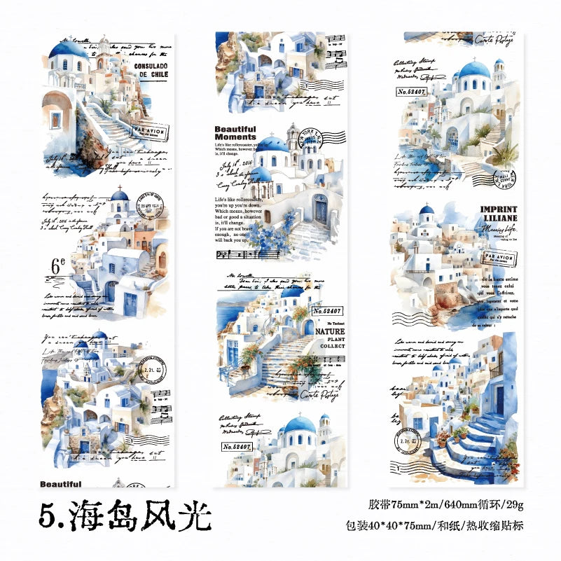 Yoofun 7.5x200cm A Journey of Relics Washi Tape for Collage Junk Journal Scrapbooking diy Stationery Masking Tape Labels