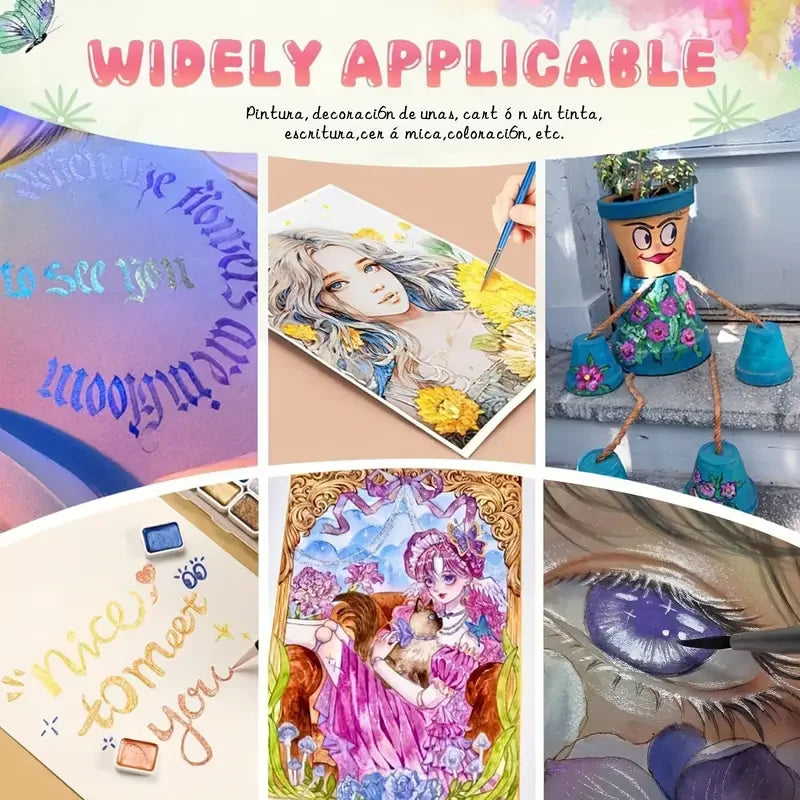 6-Color Iridescent Watercolor Paint Set for Artists and Painting Enthusiasts, Perfect for Professional Artistic Purposes