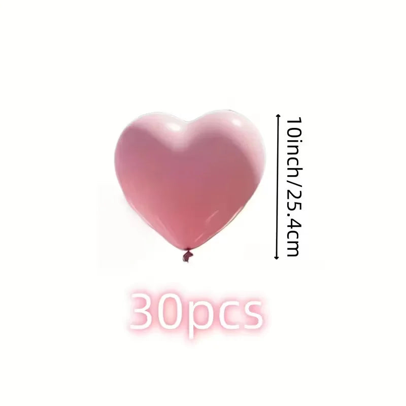 30 pink heart-shaped latex balloons, suitable for Valentine's Day, wedding, festival decoration, indoor and outdoor decoration