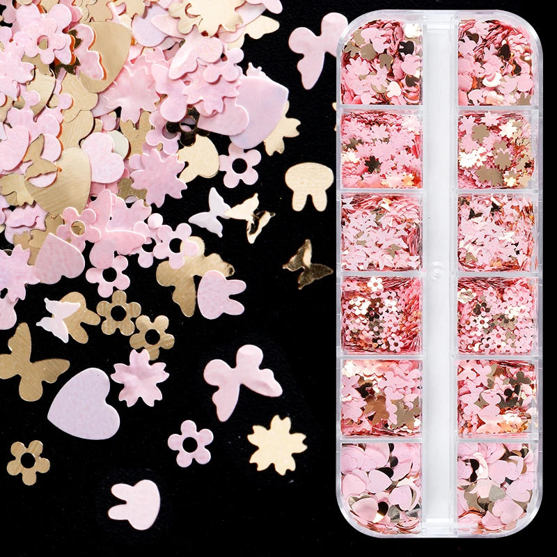 Gold Pink Butterfly Resin Sequins Glitter For Epoxy Resin Filling Cherry Blossom Resin Filler UV Silicone Mold DIY Accessories