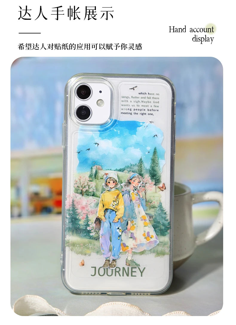 1 Roll Fashion Girl Stickers 4 Seasons Outfit DIY Scrapbook Journal Washi Tape For Phone Case Notebook Decoration Cute Stationer