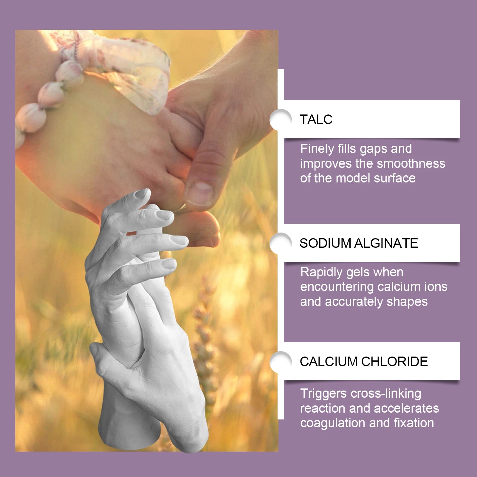 Hand Mold Powder Craft DIY KitCloning Powder & 3D Modeling Powder Handprint Memorial DIY Souvenir Hand Casting Kit