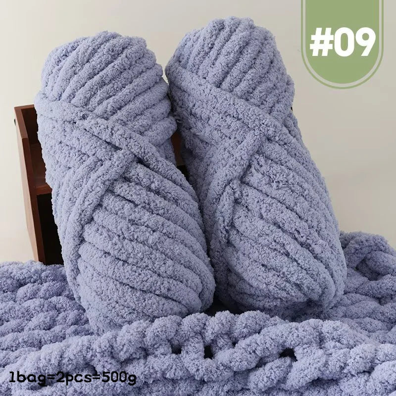 Premium Gradient Cat Tail Yarn 2-Pack - Extra Thick Chenille Plush Yarn 500g