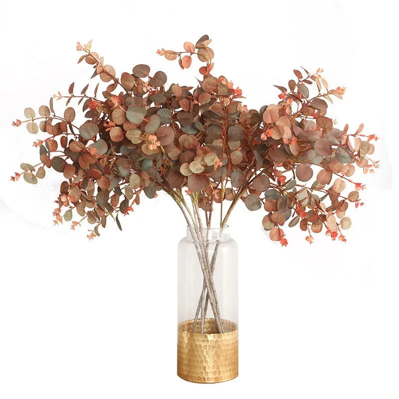 70cm Autumn Color Eucalyptus Leaf Forest Money Leaf Artificial Plant Wedding Home Decora Desktop Display Flowers Decoracion
