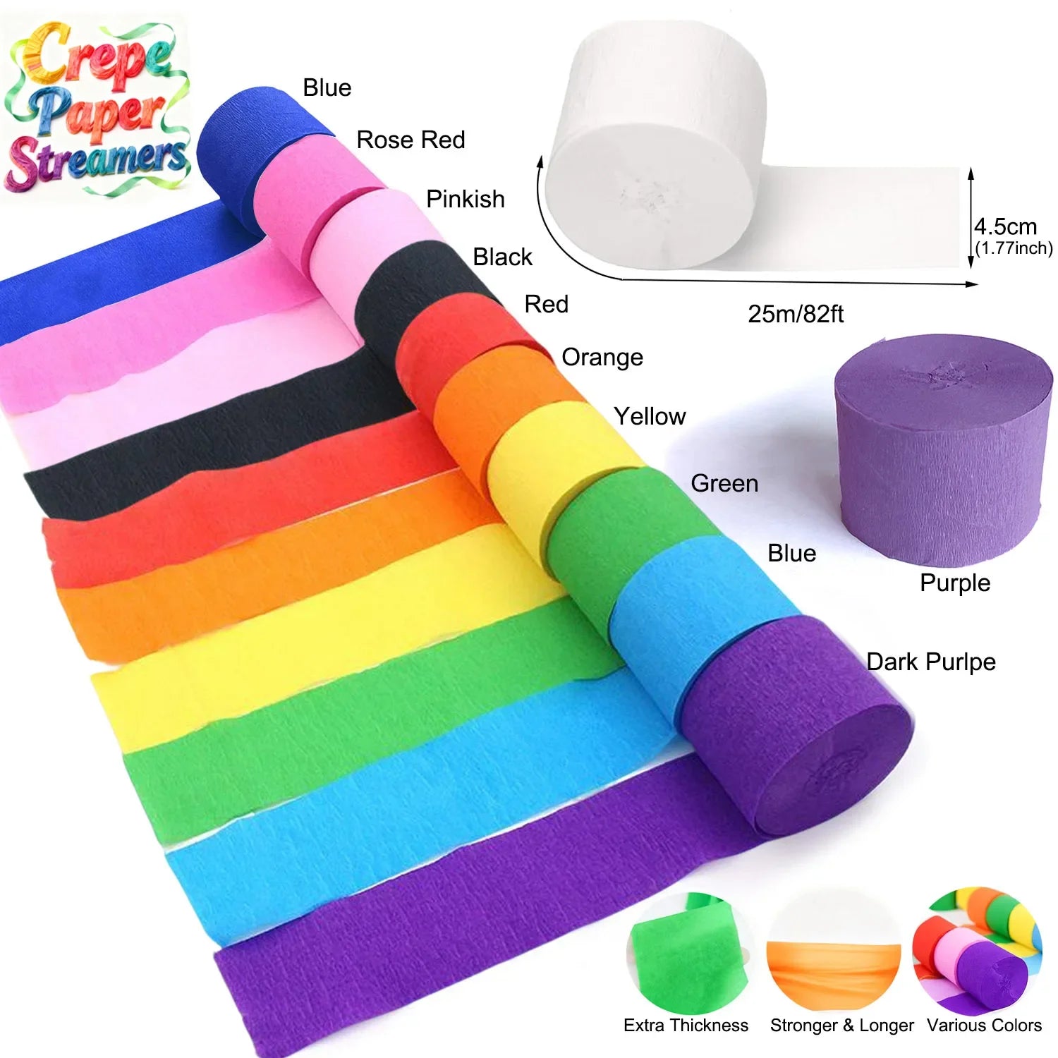 1pcs 4.5cmx25m Colored Crepe Paper Roll Origami Crinkled Crepe Paper Craft DIY Flowers Decoration Gift Wrapping Paper Craft