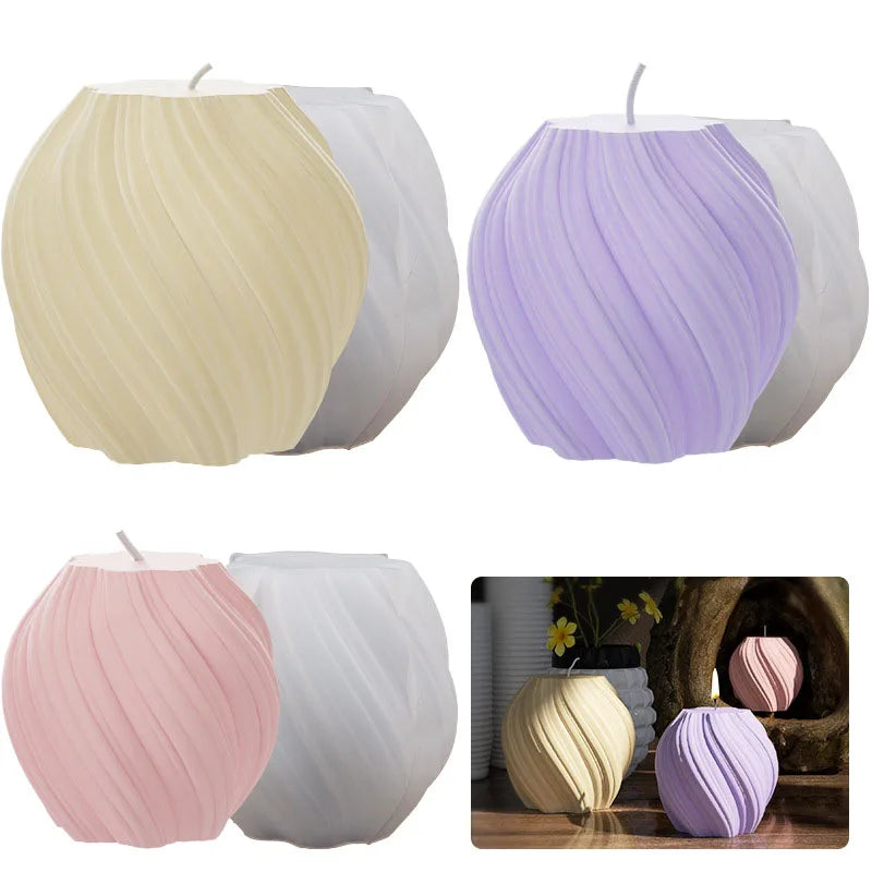 3D Rotating Pillar Candle Silicone Mold Geometric Wave Candle Wax Mould DIY Abstract Art Soap Resin Gypsum Mold Home Craft Decor