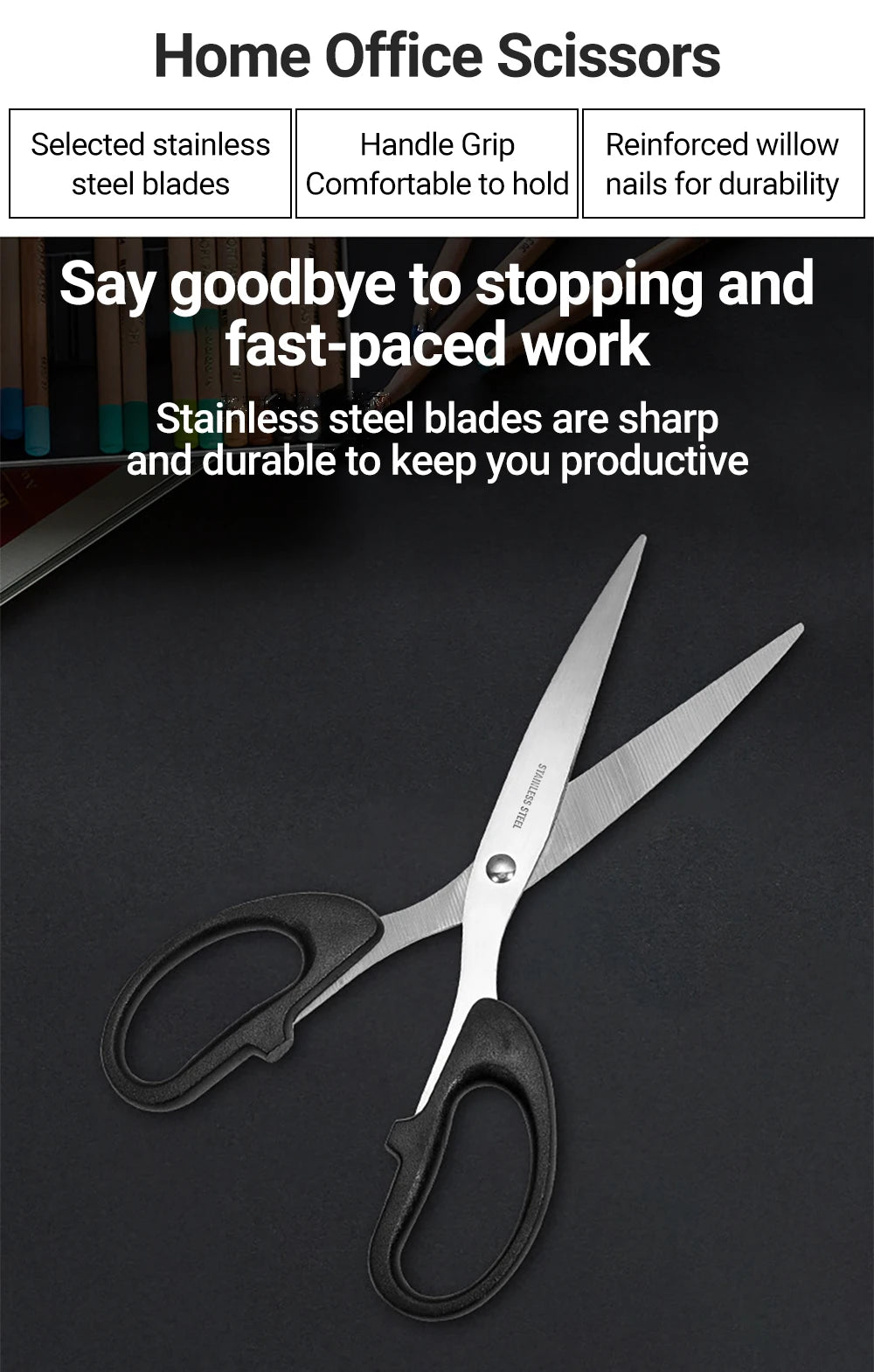 7.9" Scissors, Stainless Steel Blades, Soft Grip Handle, Suitable for Households,Offices and Schools, All Purpose