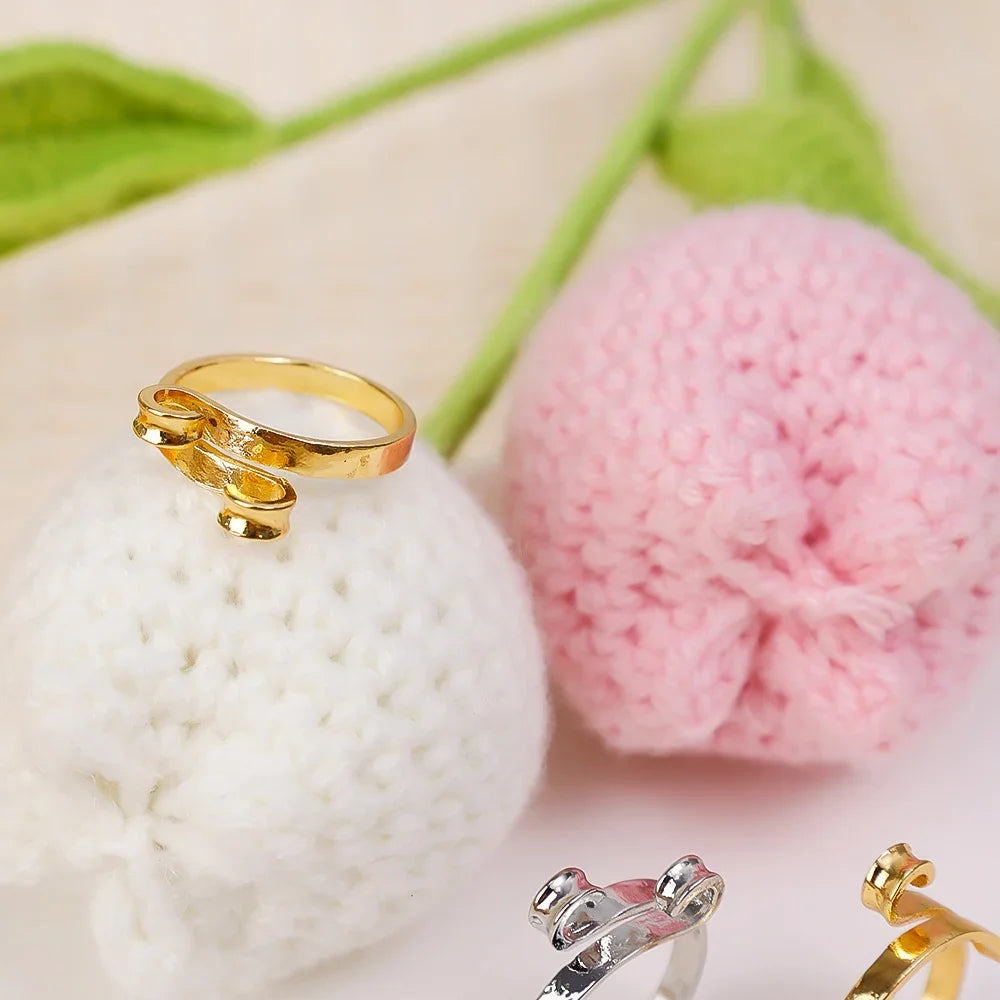 4/1pcs Adjustable Knitting Crochet Loop Rings DIY Yarn Guide Finger Faster Holder Open Fingering Crocheters Tool Sewing Supplies