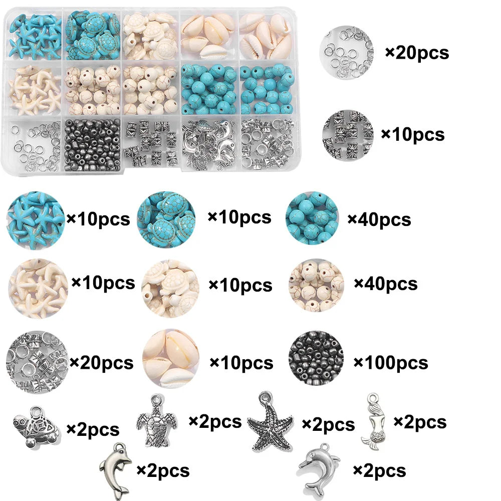 1 Set of Turquoise Beads and Other Decorative Bead Jewelry Making Kit Can Be Used for DIY Jewelry Crafts Production