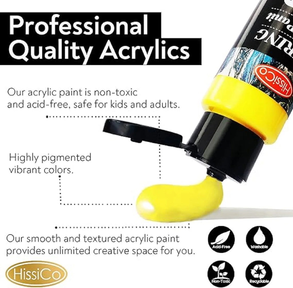 Makeasy Acrylic Paint Set of 36 Colors Bottles Non Toxic No Fading Rich Pigment for Kids Adults Artists Canvas Craft Paintin