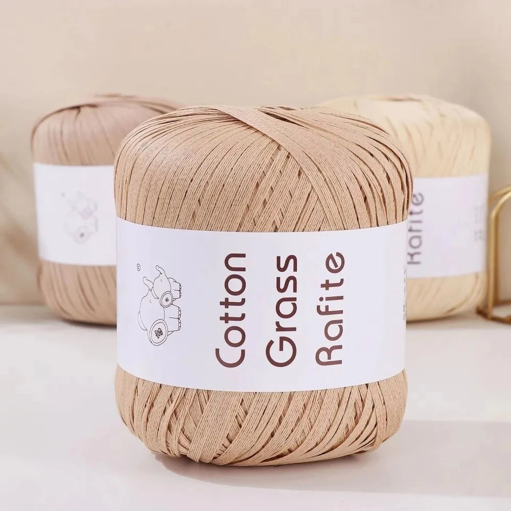New Multicolour Rafia Yarn DIY Hand-Knitted Raffia Straw Yarn Gift Wrapping Rope Knitting