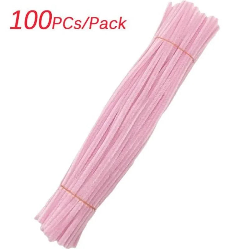 100Pcs Chenille Stems Toys DIY Strips Twist Bar Creative Leisure Hobby Diy Plush Stem Twisted Stick Handmade Material