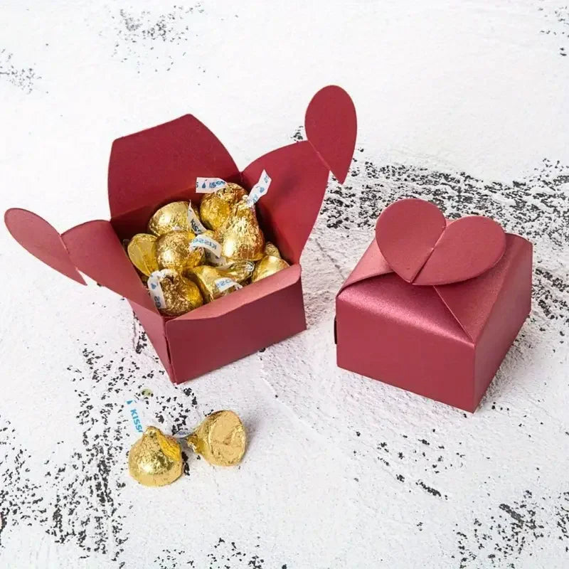 10/30/50Pcs Colorful Heart-shaped Candy Gift Box Wedding Favor Chocolate Packaging Box Birthday Valentine's Day Party Supplies